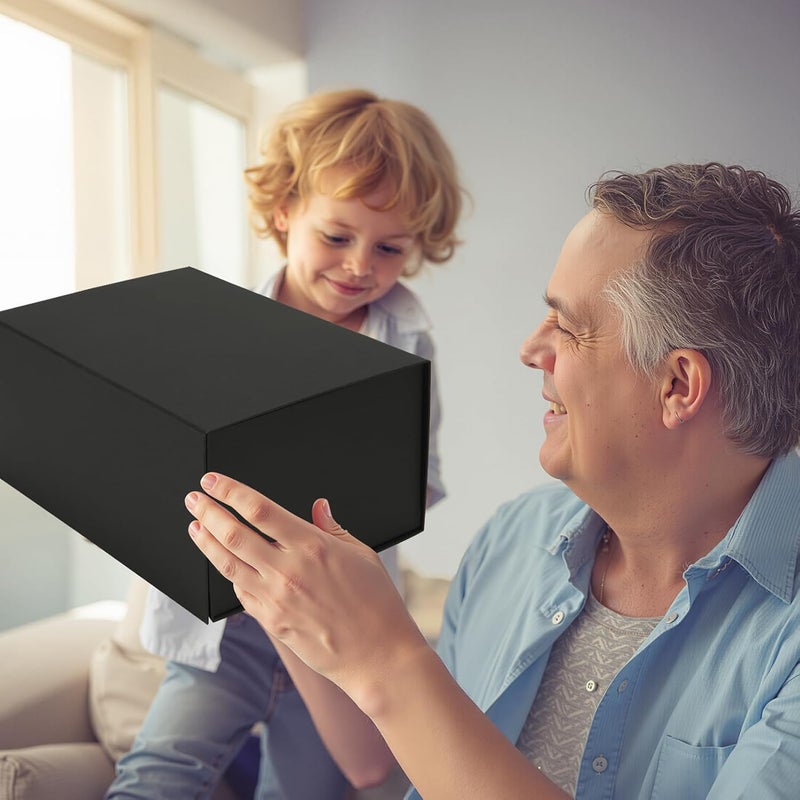 Ditwis 4 Pack 10x7x5 Inches Gift Boxes with Magnetic Closure Lids, Black Magnetic Box for Wedding, Groomsmen Bridesmaid Proposal, Birthdays, Mother's Day - Image 3